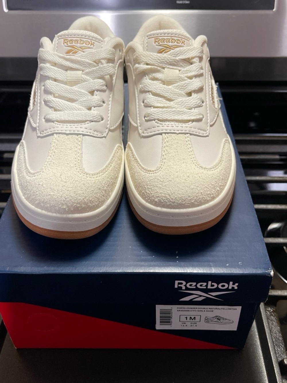 Reebok Off-White Low Top Sneakers with Gum Sole
